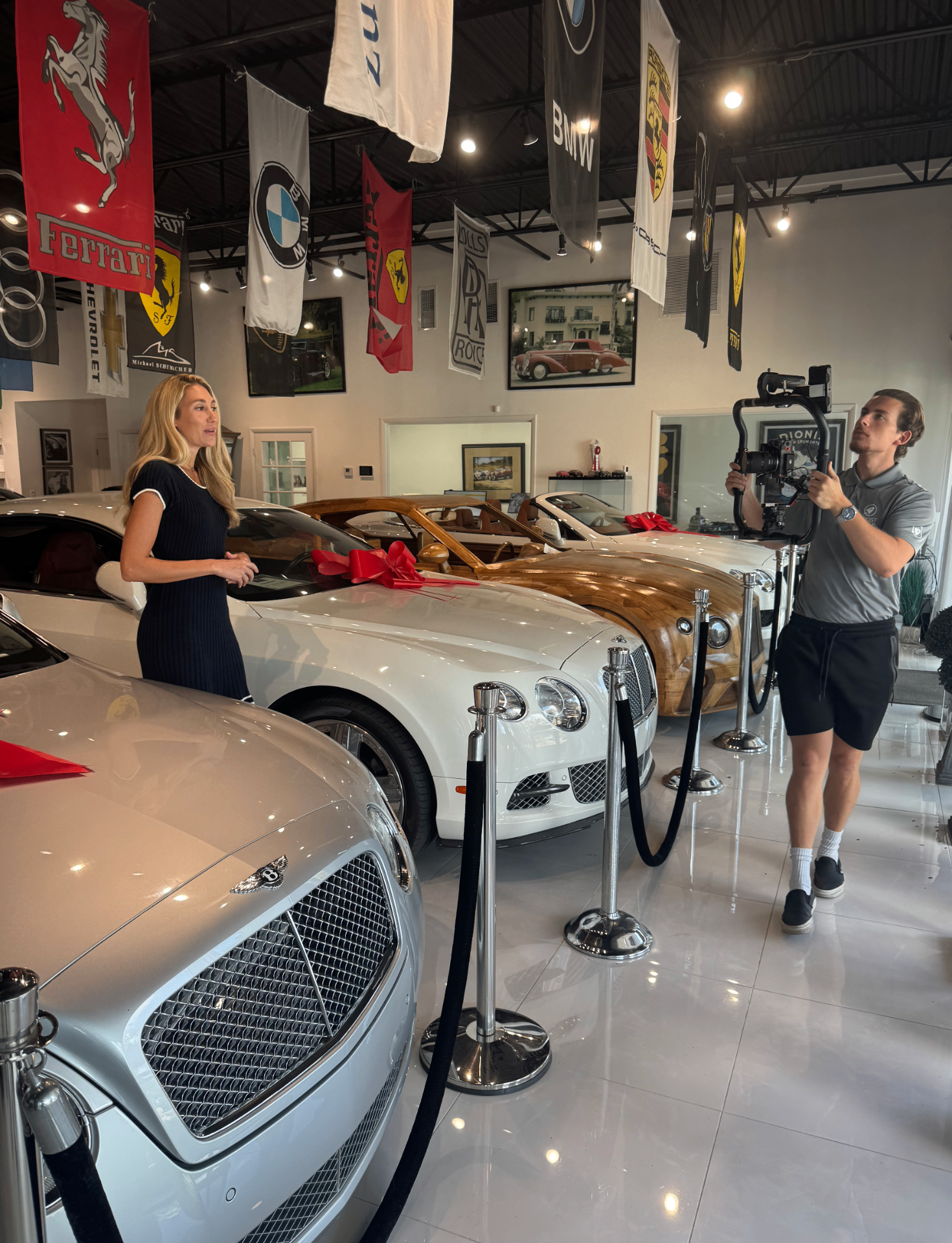 Stills shoot of a Mercedes on the showroom floor