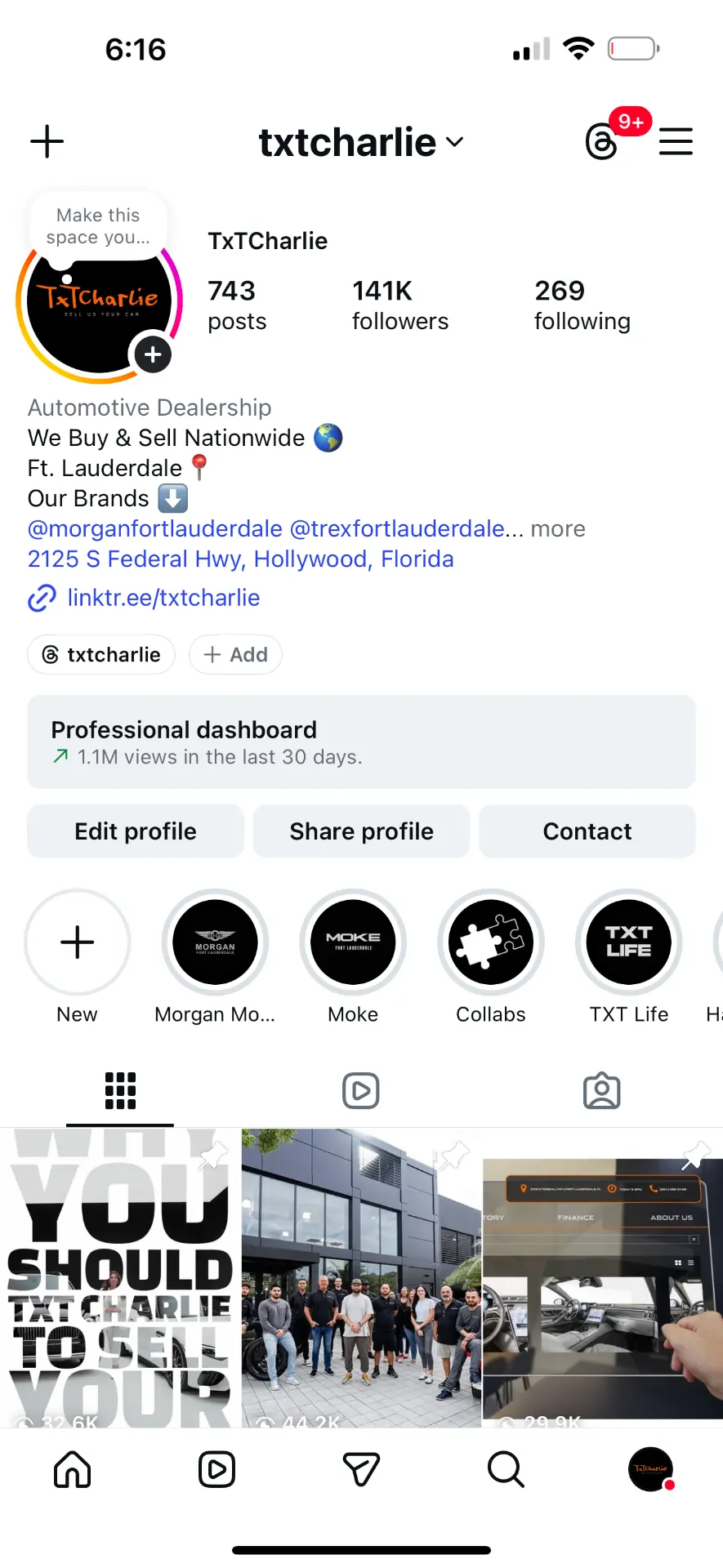 Instagram profile